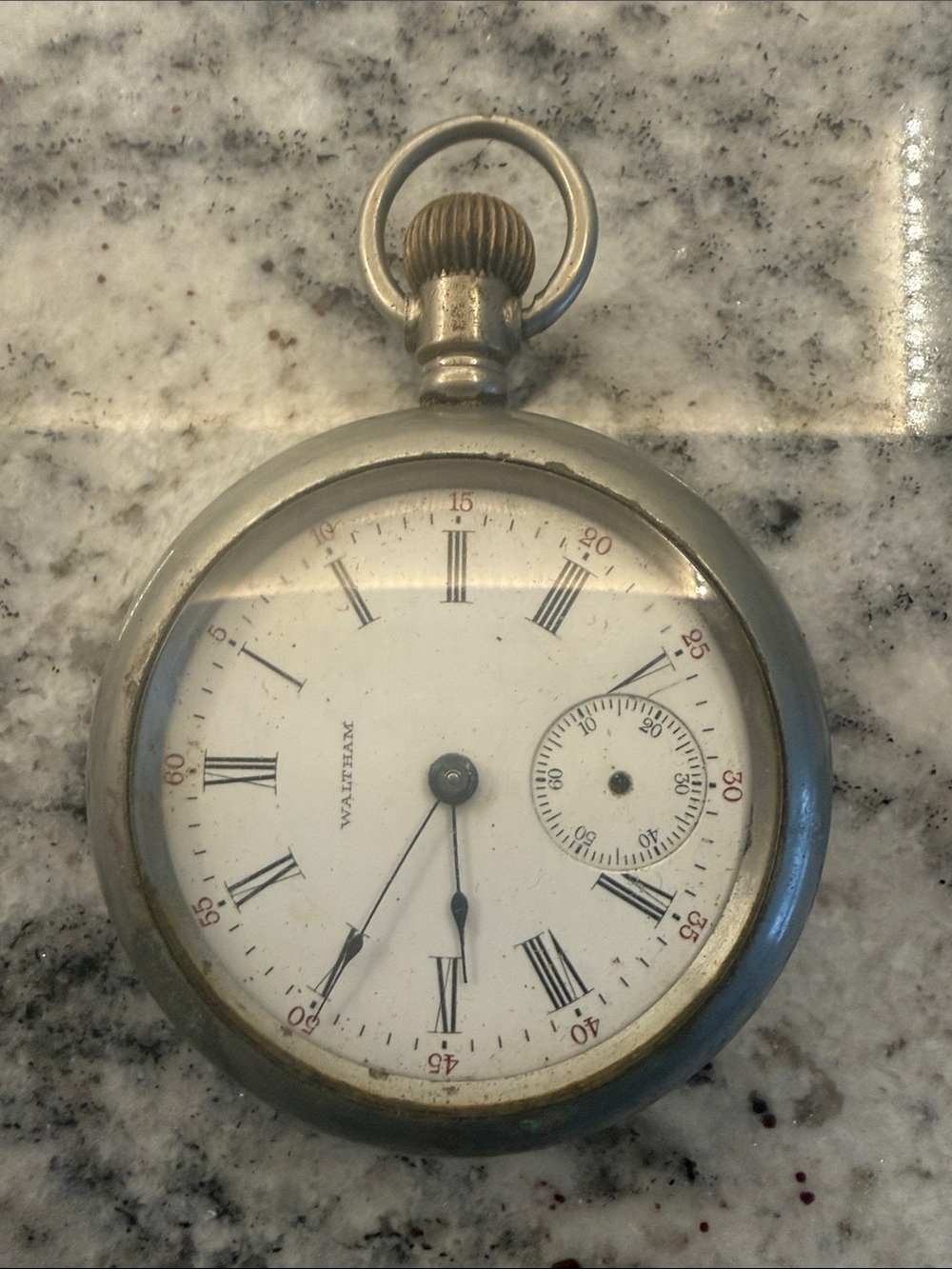 Waltham Men's Pocket Watch - White Dial, Silver-Tone Case